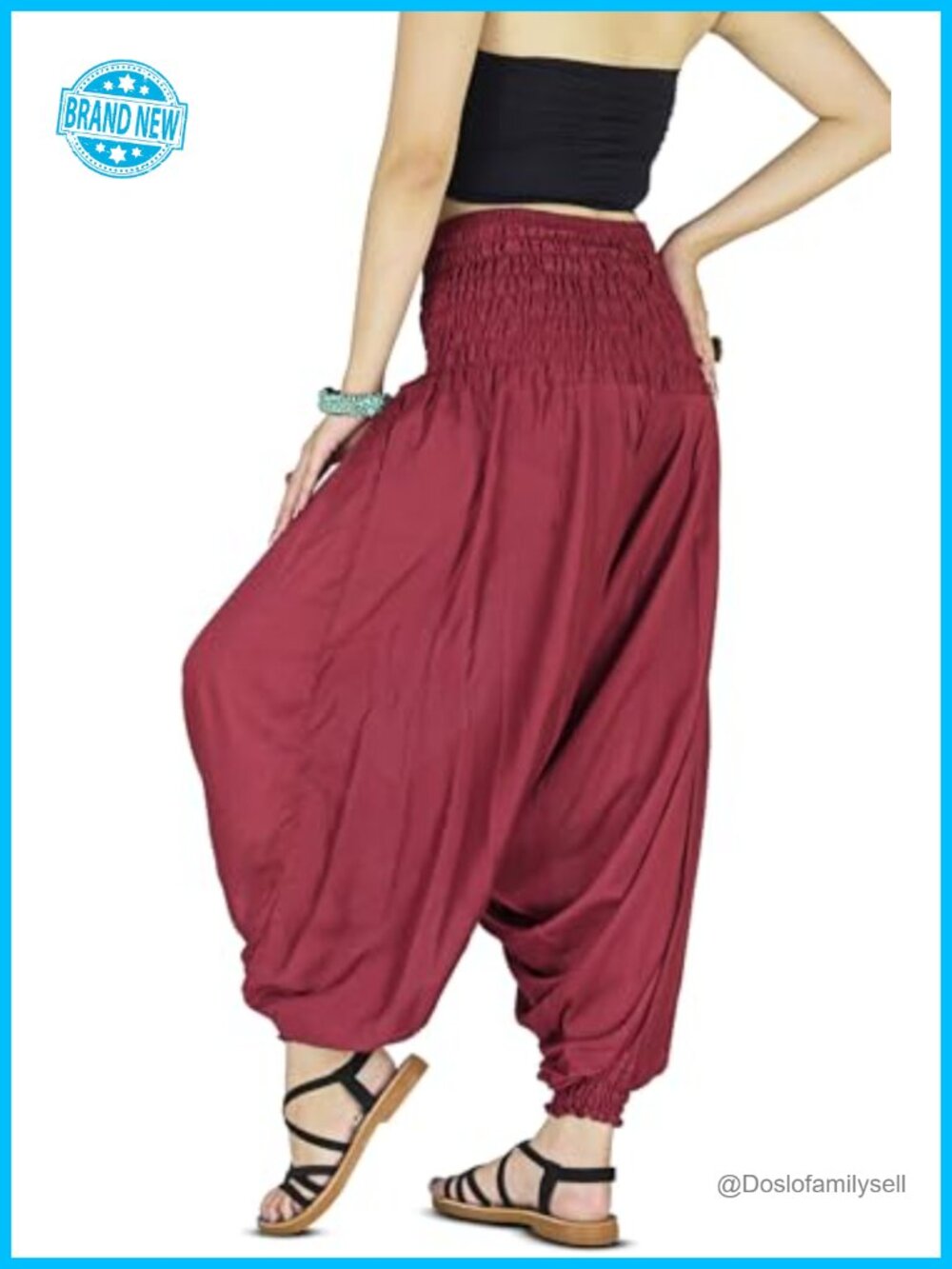 Boho Harem Pants Jumpsuit 100% Rayon Wide Leg Lounge Travel Festival